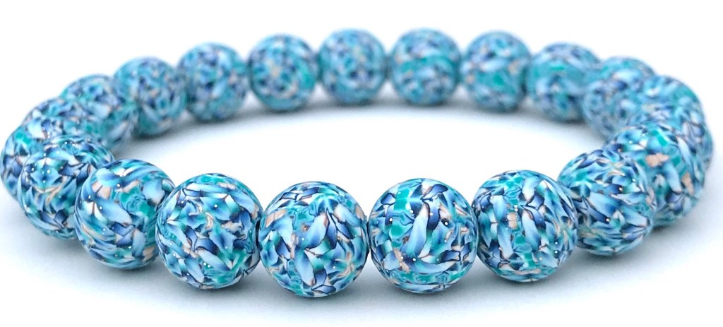Blue polymer clay bead bracelet