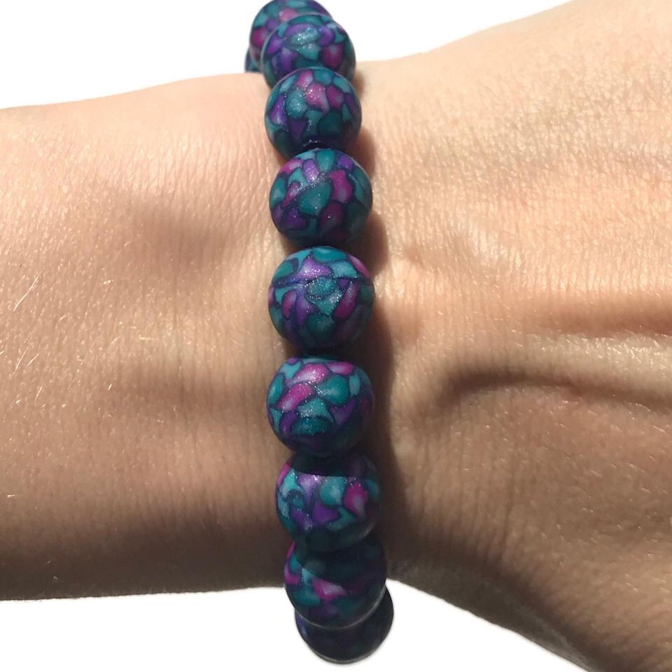 Polymer clay bead bracelet