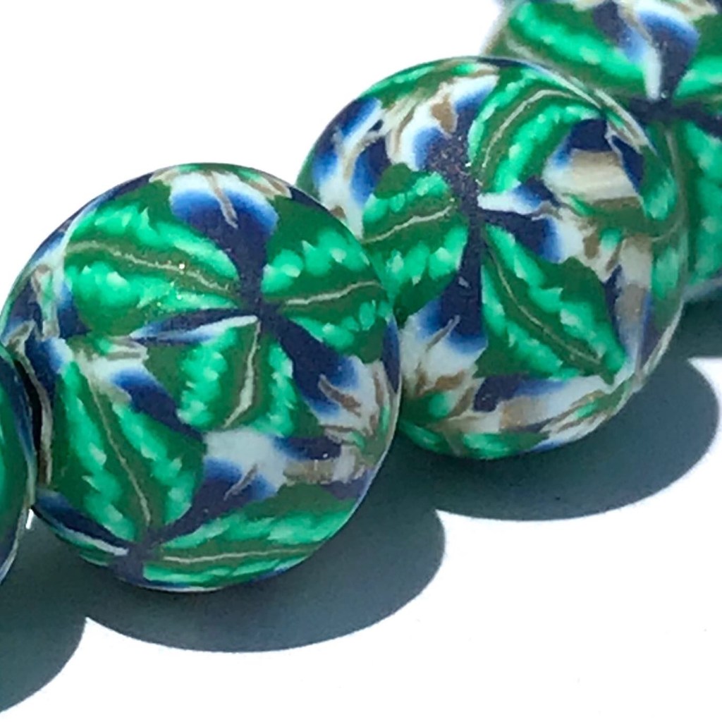 Green polymer clay bead bracelet