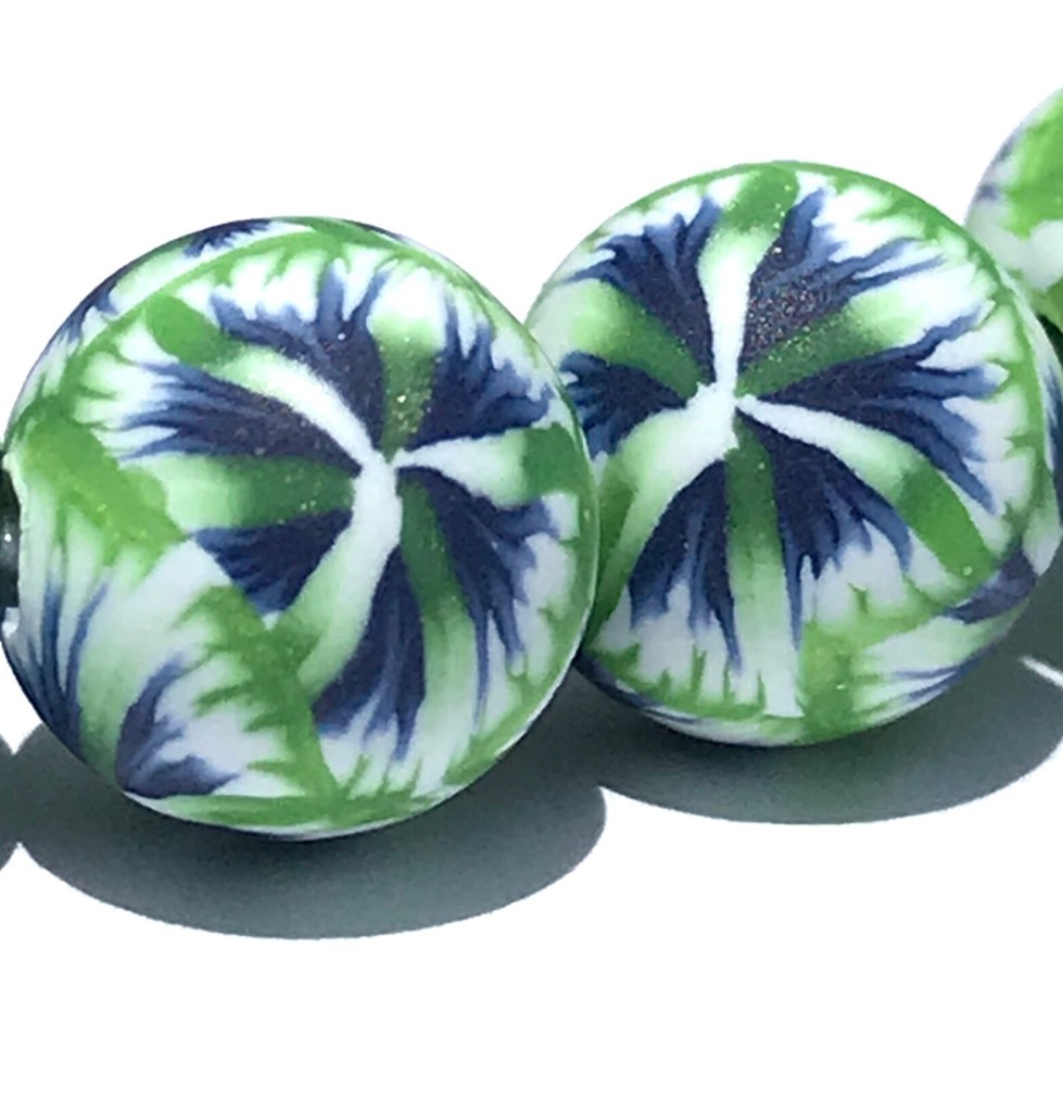 Green, white, and navy bead bracelet
