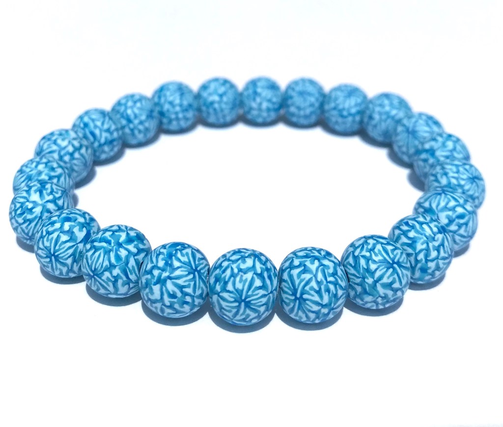 Blue polymer clay bead bracelet