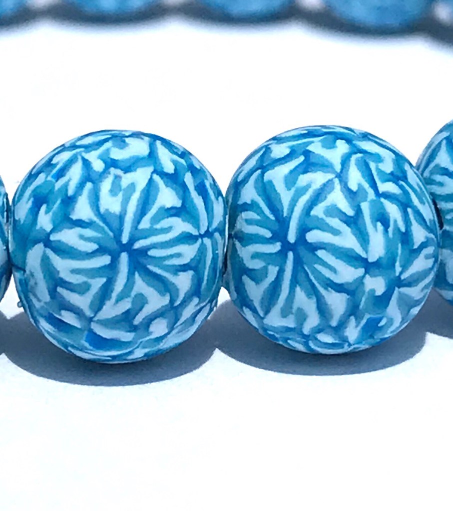 Blue polymer clay bead bracelet