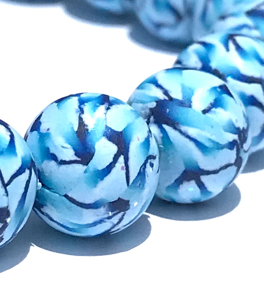 Blue polymer clay bead bracelet